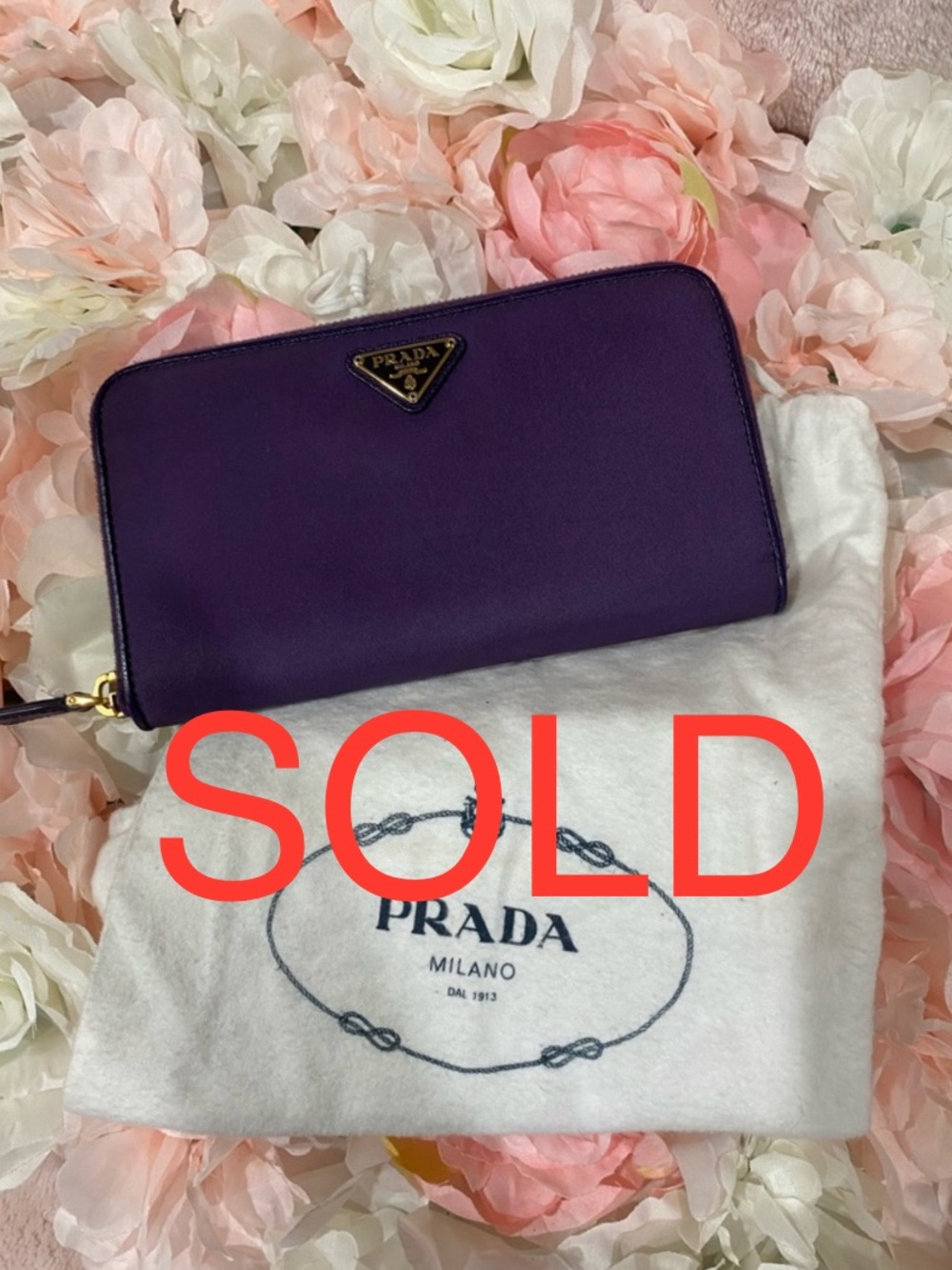 ***SOLD***Prada Purple Saffiano Zip-Around Wallet